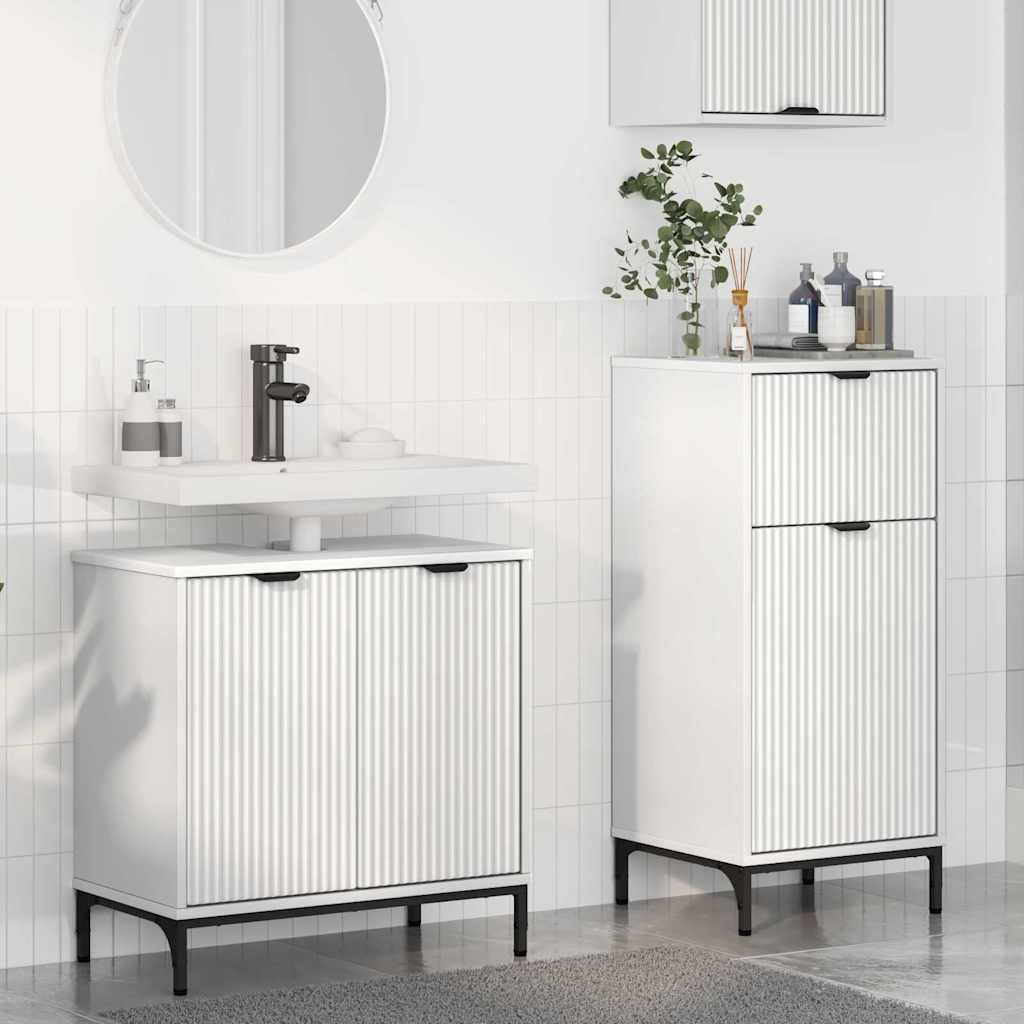 Bathroom Furniture Set 2 Pcs Engineered Wood And Metal