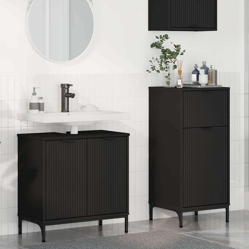 Bathroom Furniture Set 2 Pcs Engineered Wood And Metal