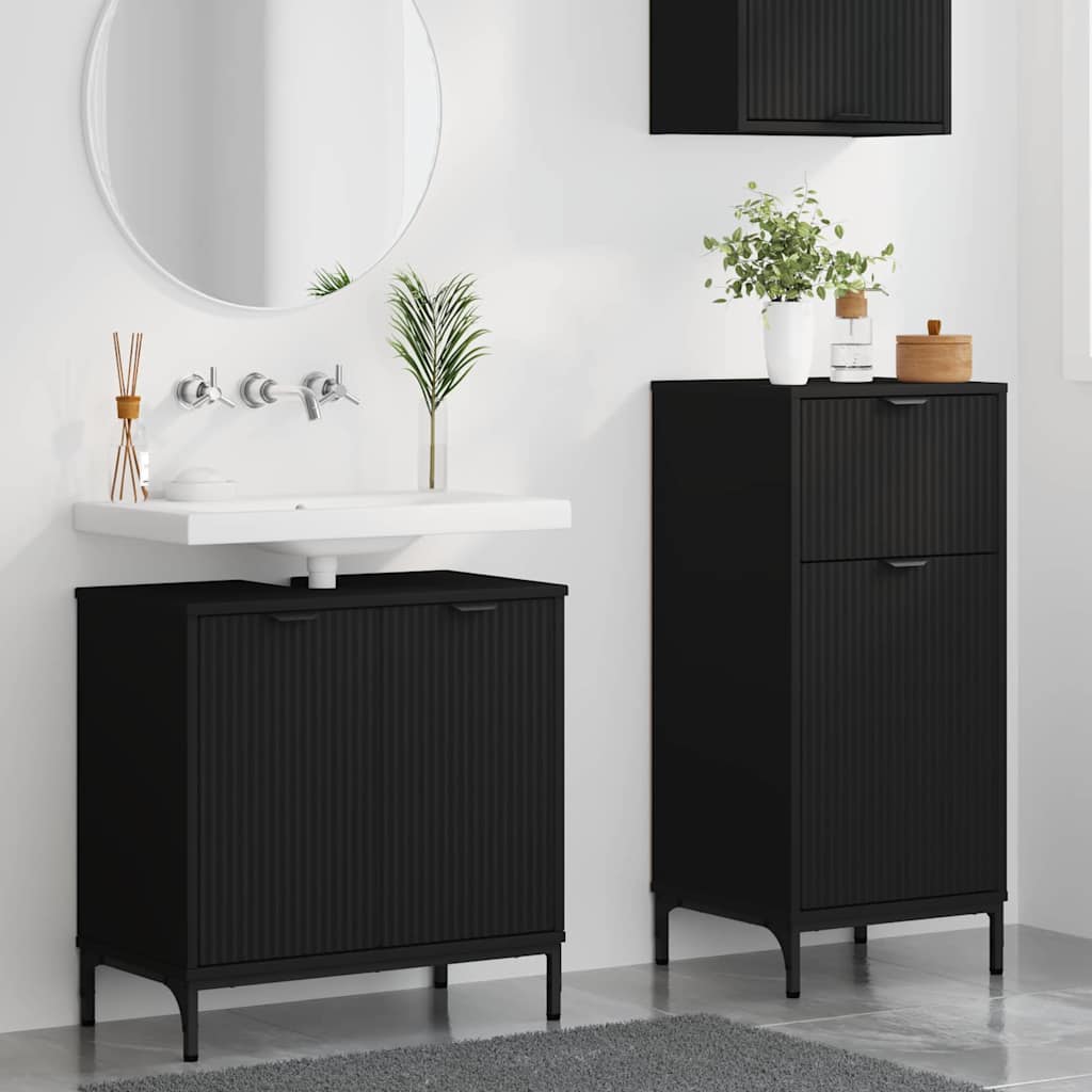 Bathroom Furniture Set 2 Pcs Engineered Wood And Metal