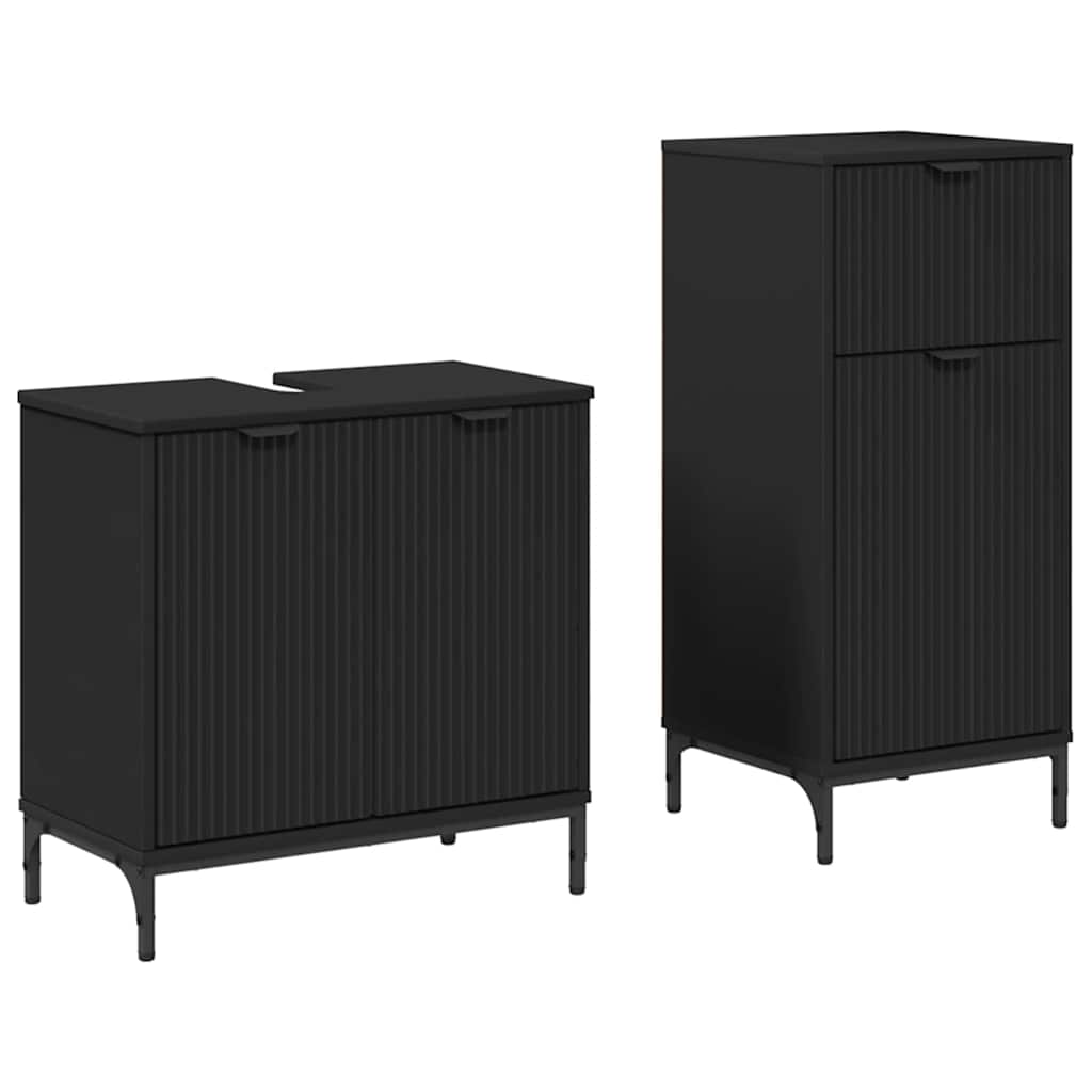 Bathroom Furniture Set 2 Pcs Engineered Wood And Metal