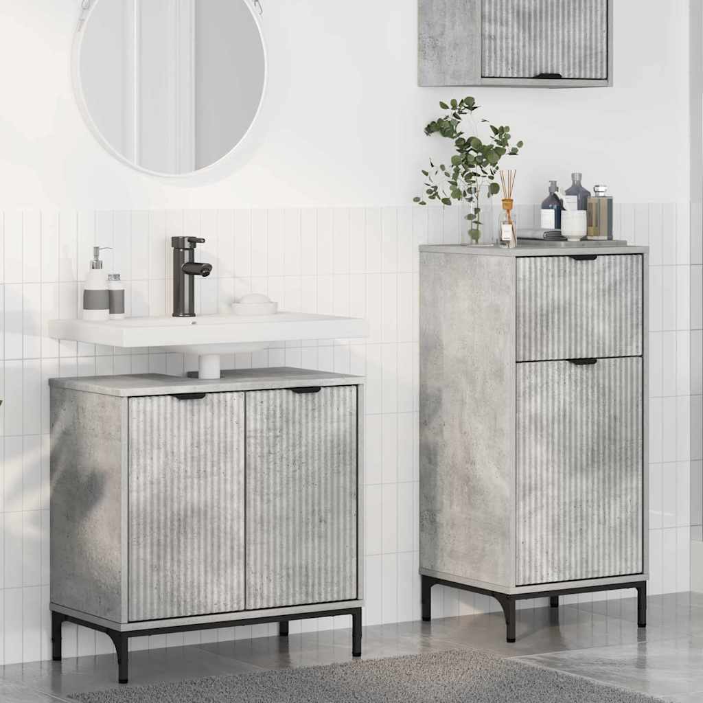 Bathroom Furniture Set 2 Pcs Engineered Wood And Metal