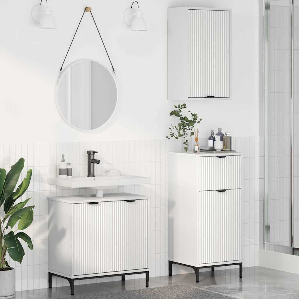 Bathroom Furniture Set 3 Pcs Engineered Wood And Metal