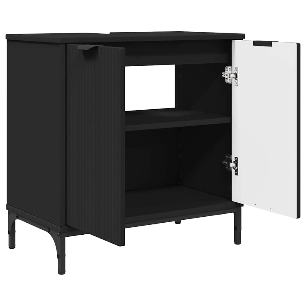 Bathroom Furniture Set 3 Pcs Engineered Wood And Metal