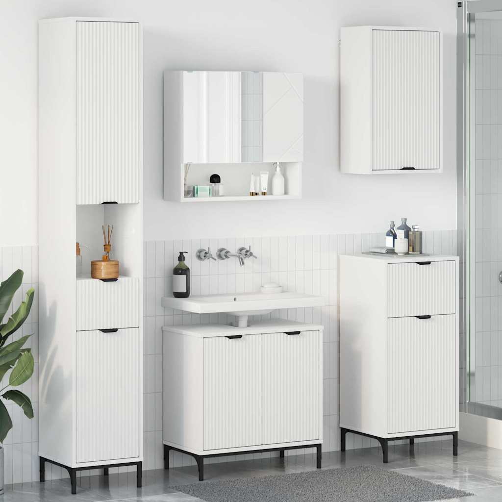 Bathroom Furniture Set With Drawer Engineered Wood, Metal