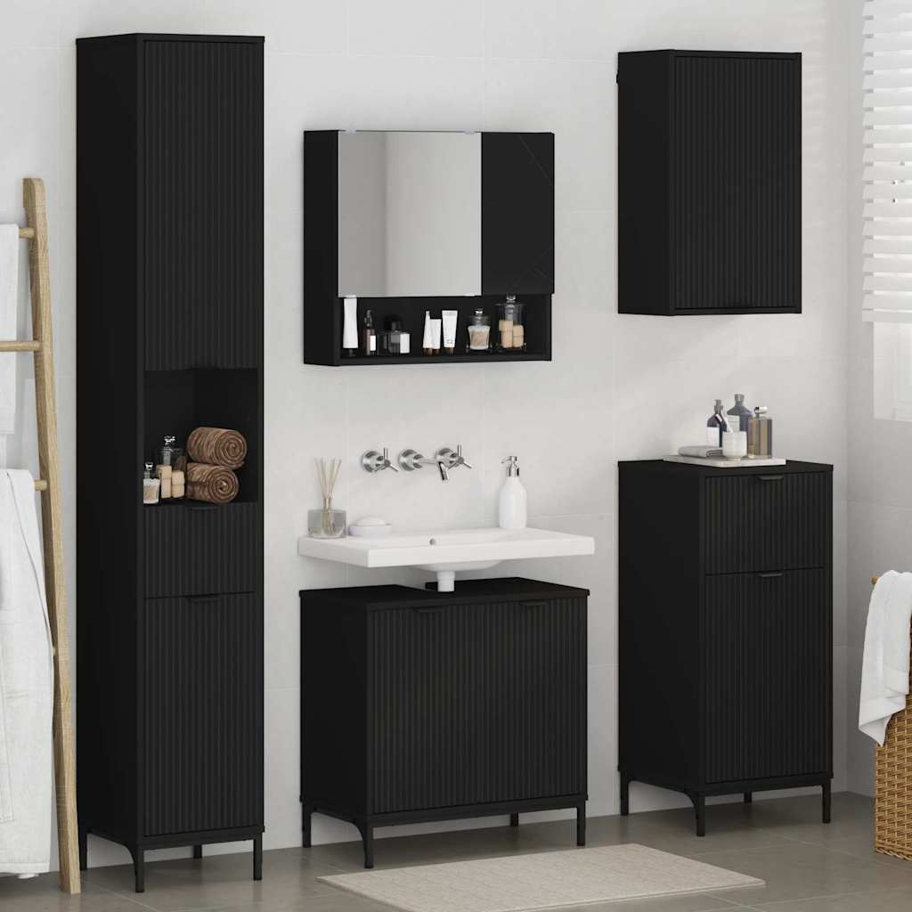 Bathroom Furniture Set With Drawer Engineered Wood, Metal