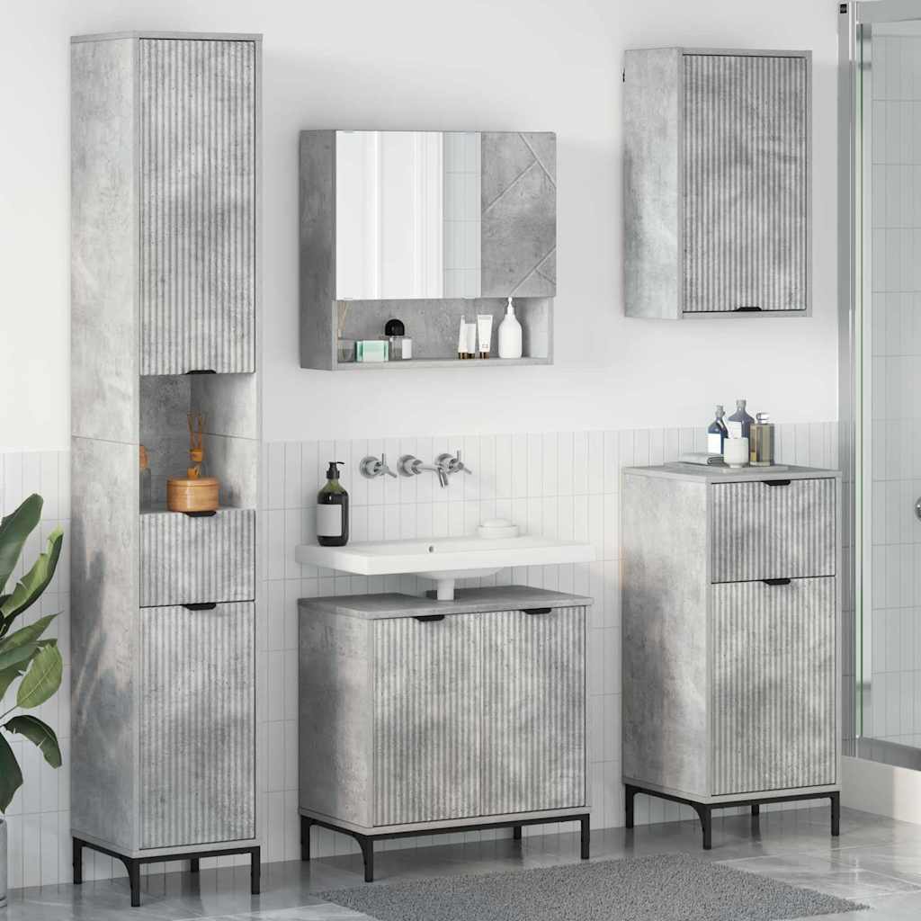 Bathroom Furniture Set With Drawer Engineered Wood, Metal