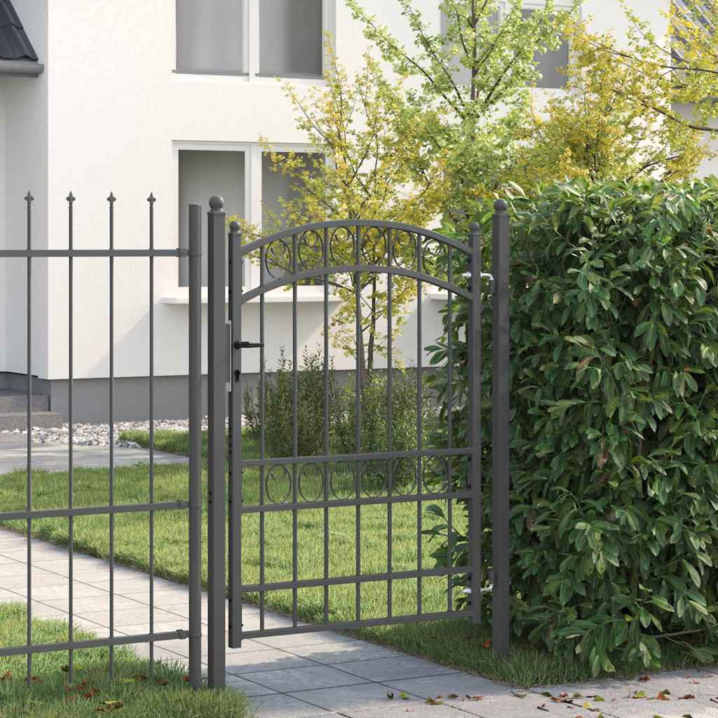 Fence Gate Emmen With Arched Top Steel 100X98.5 Cm