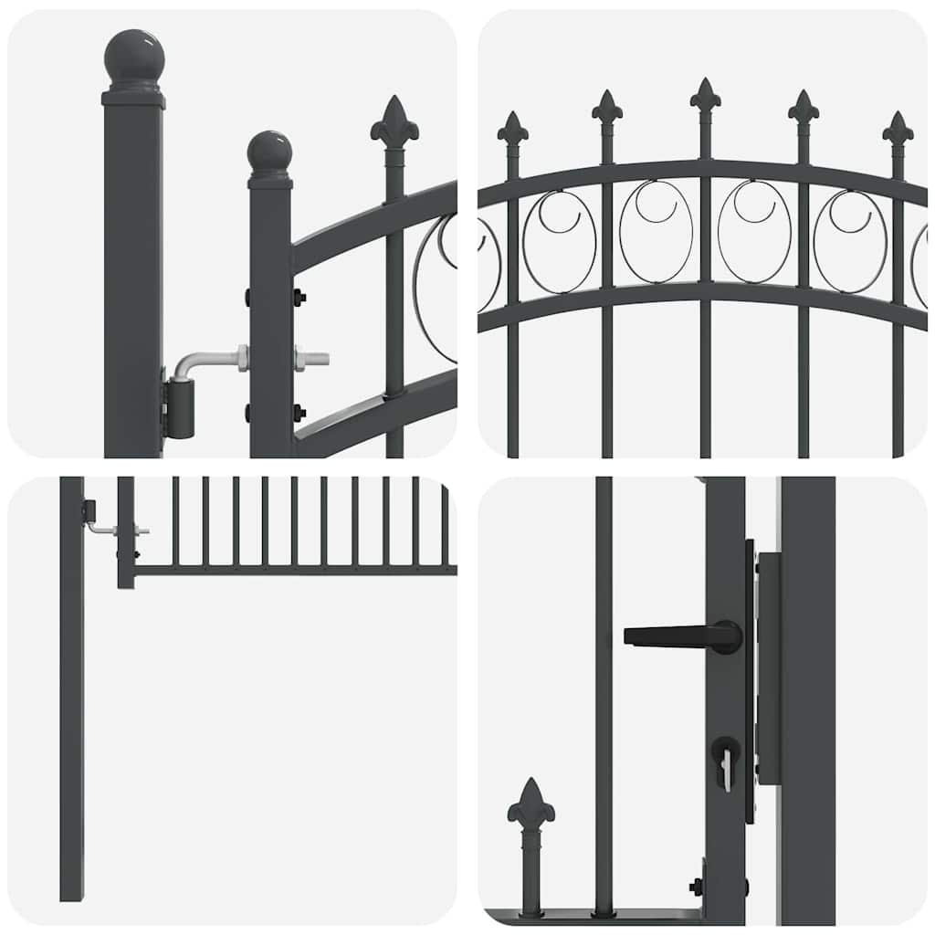 Fence Gate With Spikes Emmen 150 X 100 Cm Powder-Coated Steel