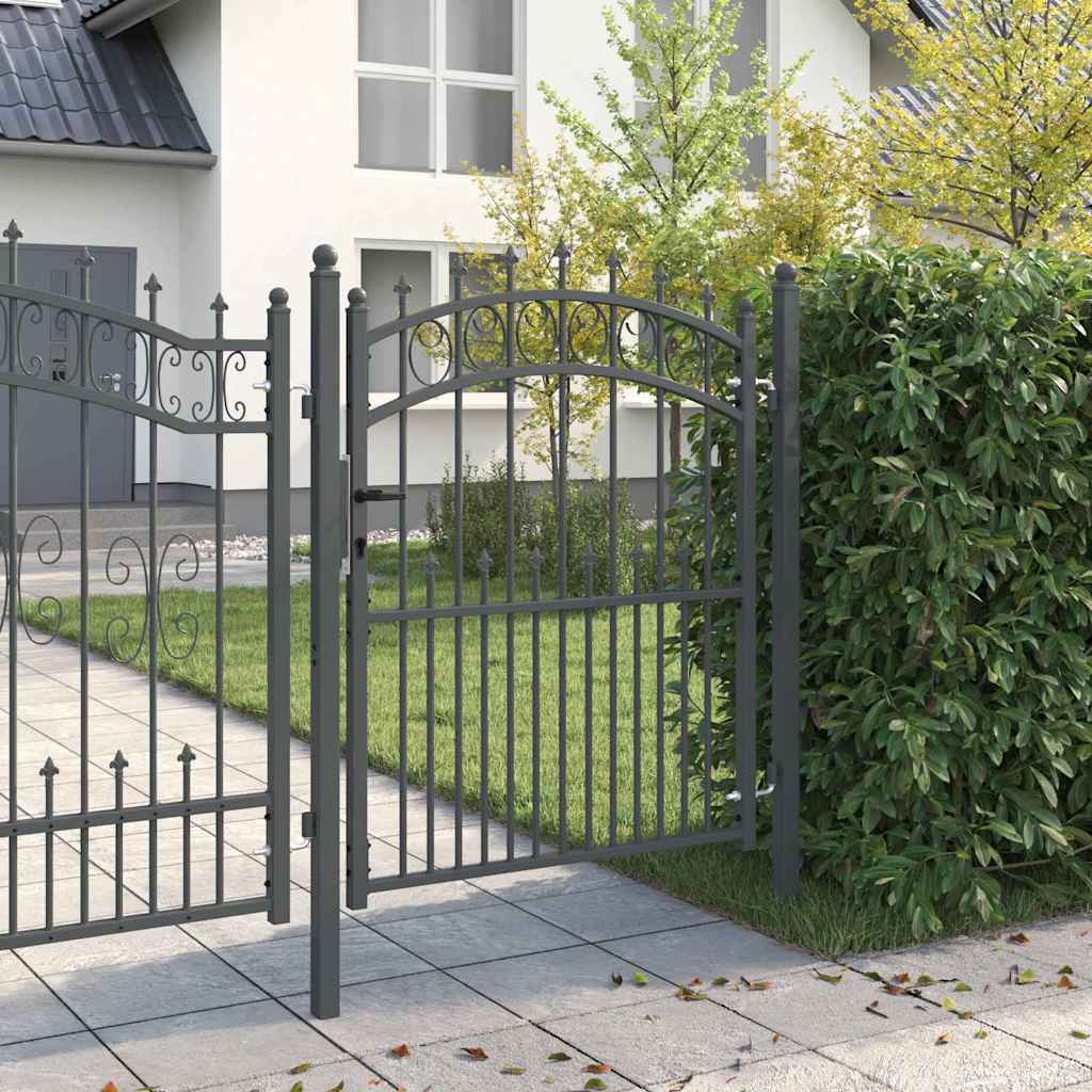 Fence Gate With Spikes Emmen 150 X 100 Cm Powder-Coated Steel