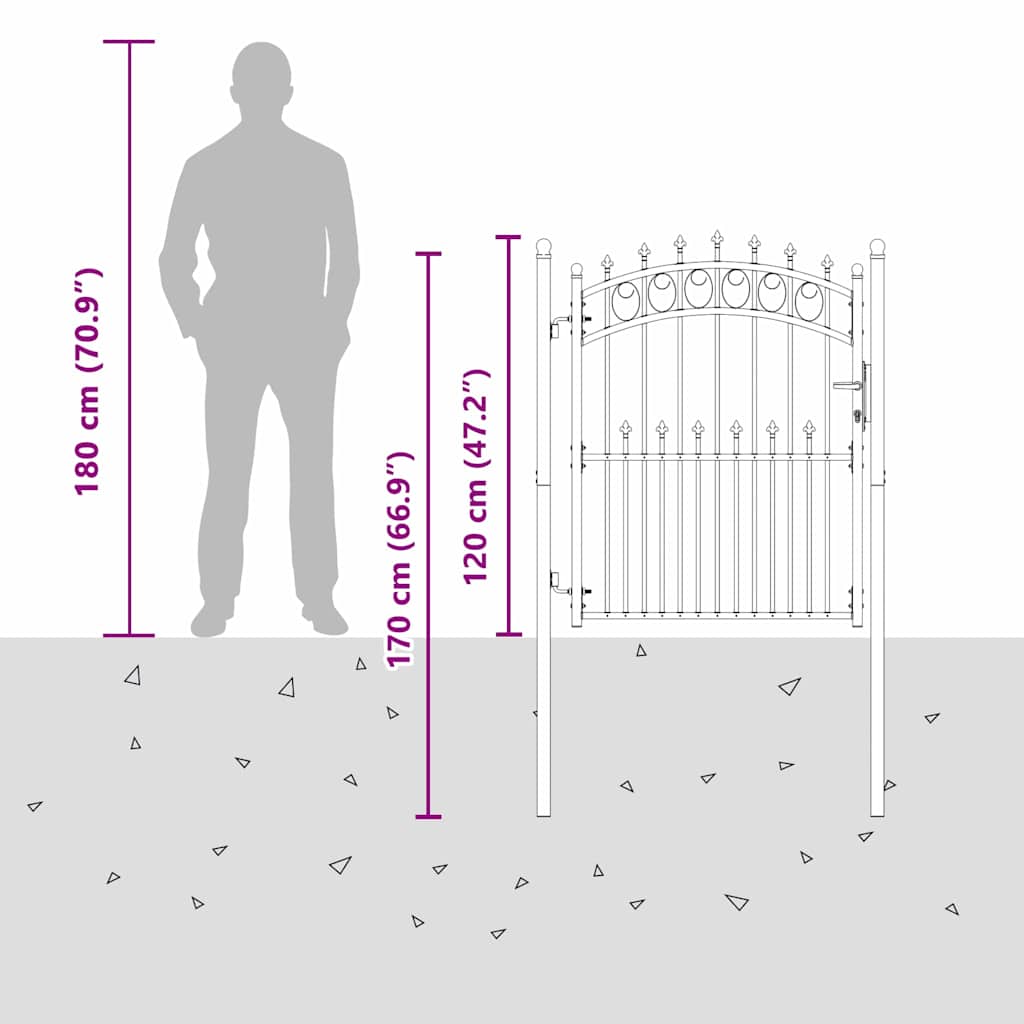 Fence Gate With Spikes Emmen 150 X 100 Cm Powder-Coated Steel