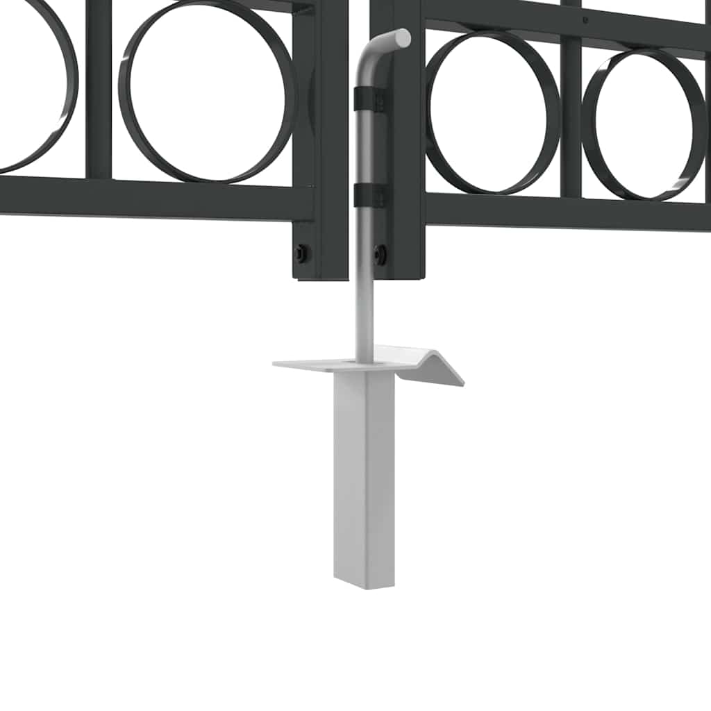 Garden Gate Black Double 300x125cm Steel Driveway Fence Lockable Grey LED 4 cm