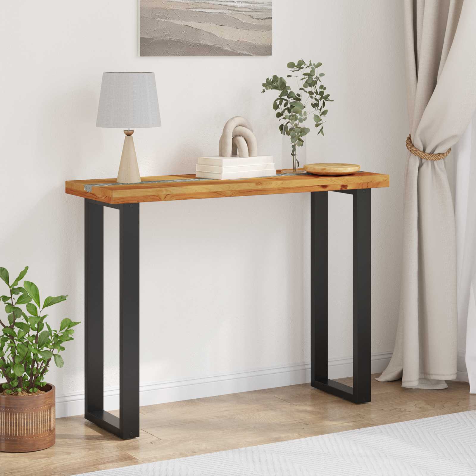 Console Table Brown 100 X 35 X 75 Cm Solid Teak Wood