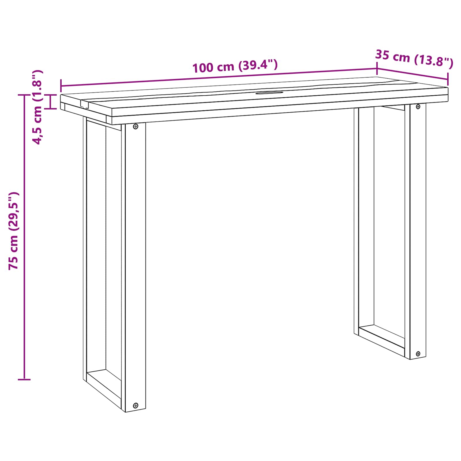 Console Table Brown 100 X 35 X 75 Cm Solid Teak Wood