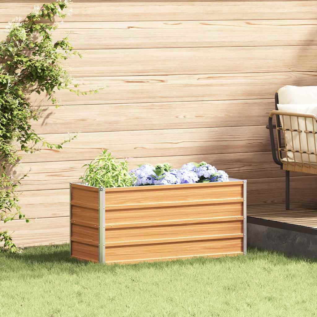 Garden Raised Bed Light Brown Galvanised Steel