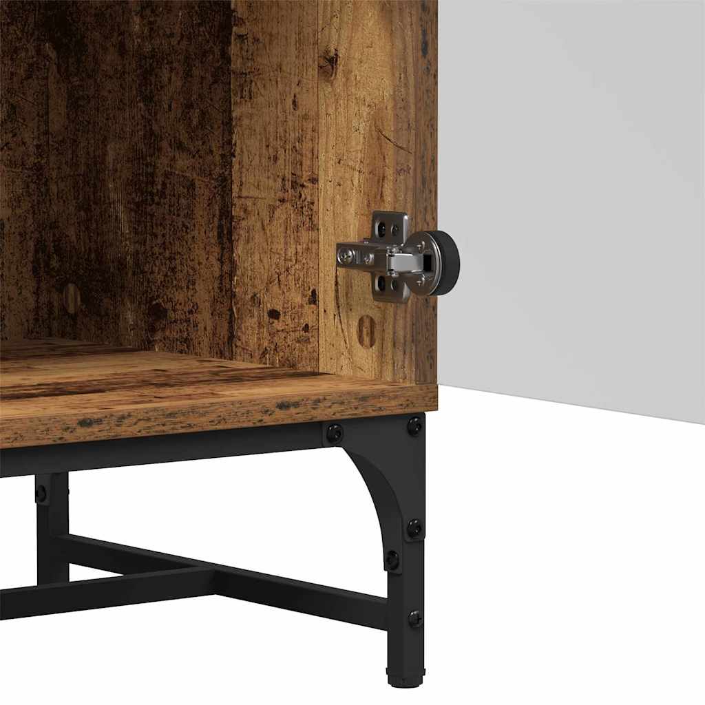 Sideboard Highboard Glass Doors 35X37X120 Cm White Black Oak Artisan Oak Steel 3