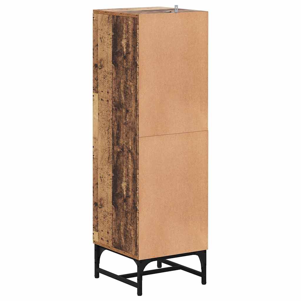 Sideboard Highboard Glass Doors 35X37X120 Cm White Black Oak Artisan Oak Steel 3