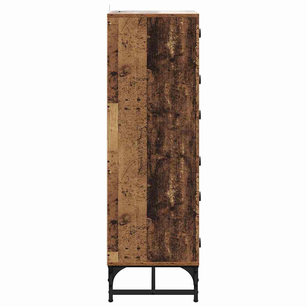 Sideboard Highboard Glass Doors 35X37X120 Cm White Black Oak Artisan Oak Steel 3