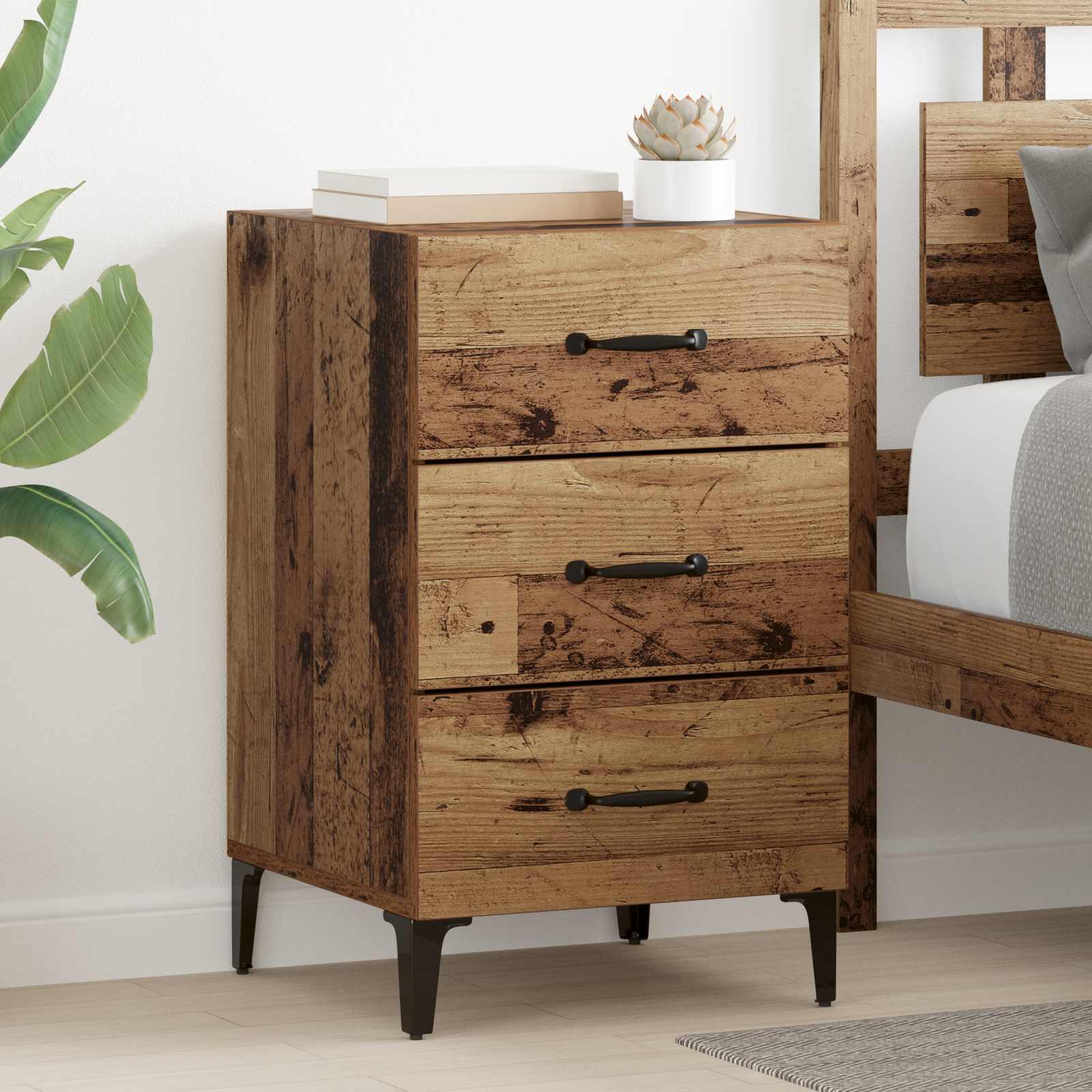 Bedside Cabinet 40X40X66 Cm Engineered Wood