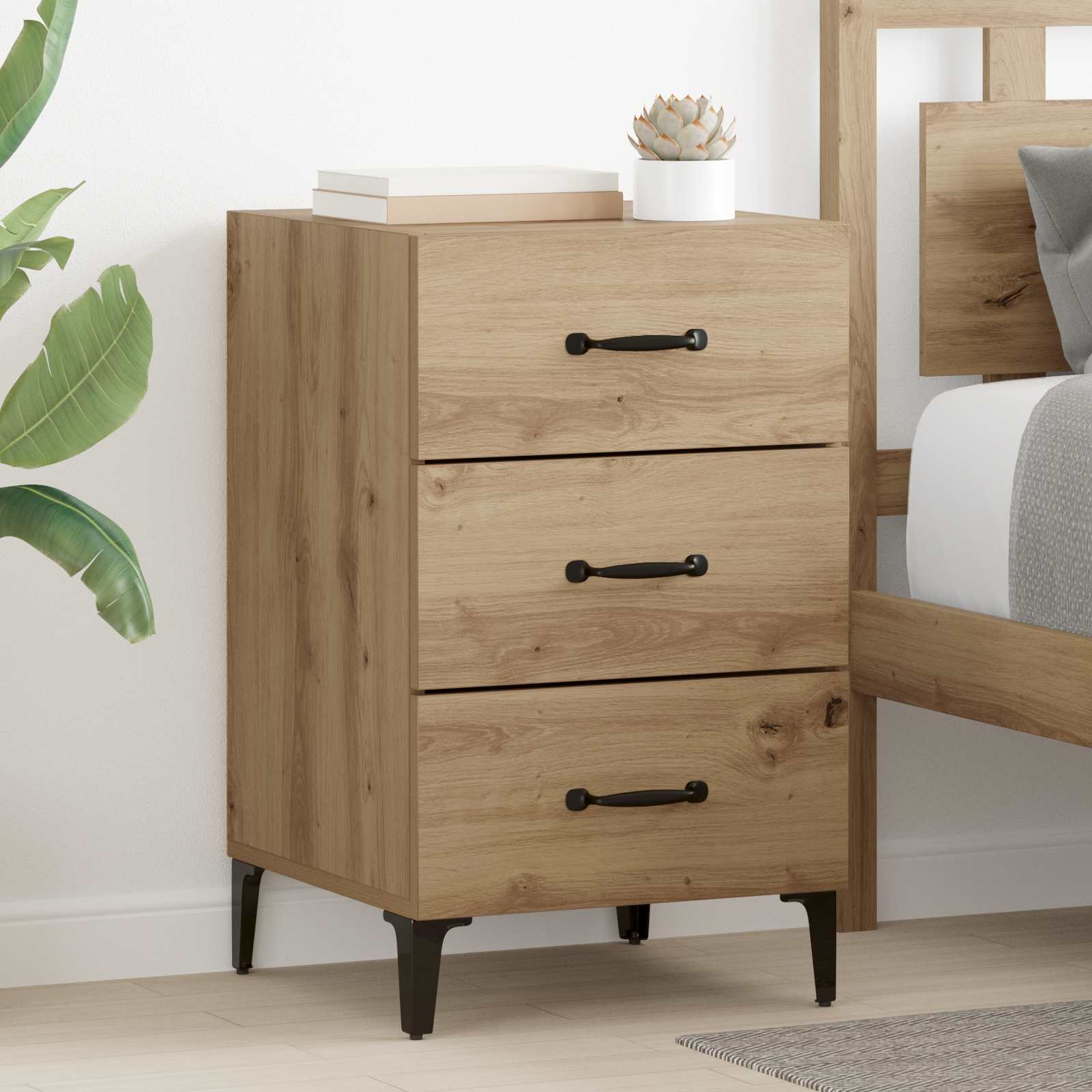 Bedside Cabinet 40X40X66 Cm Engineered Wood