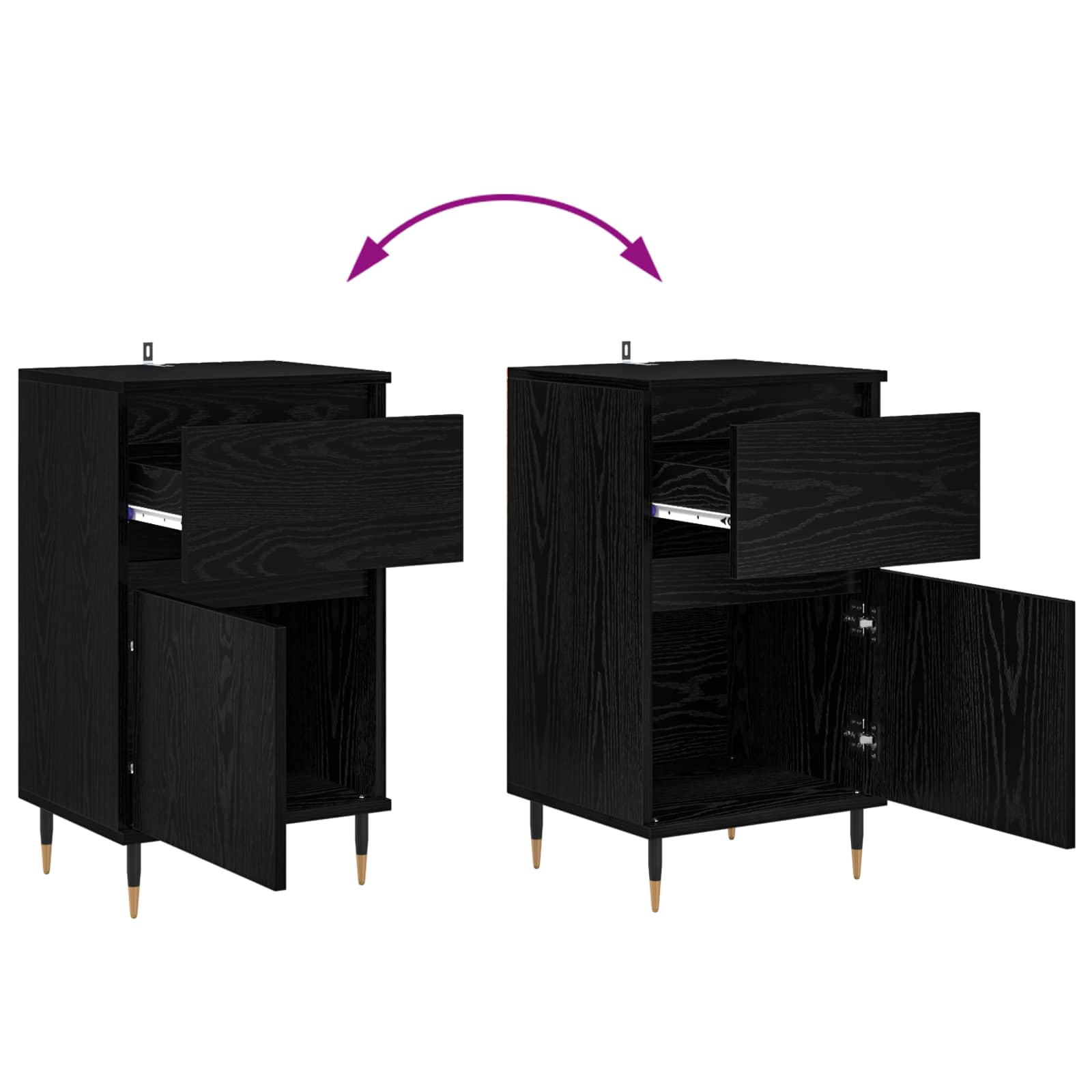Sideboard 40 X 35 X 70 Cm Engineered Wood And Iron