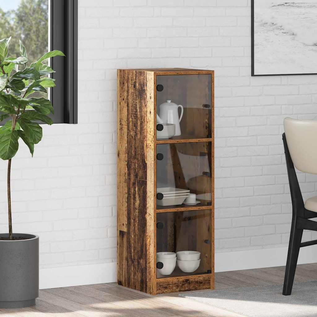 Highboard With Glass Doors 35X37X109 Cm