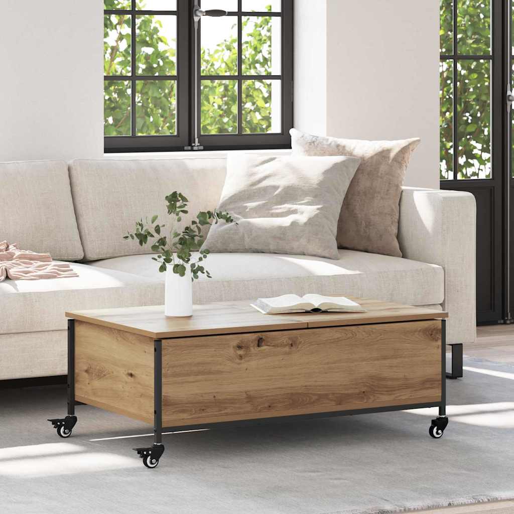 Coffee Table With Wheels 91X55X34 Cm Engineered Wood