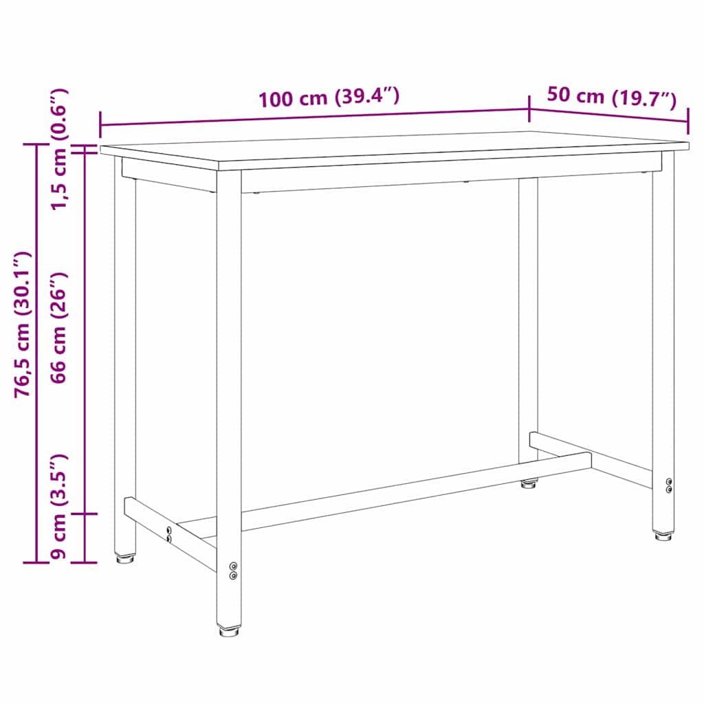 Table 100 X 50 X 76.5 Cm Engineered Wood And Steel