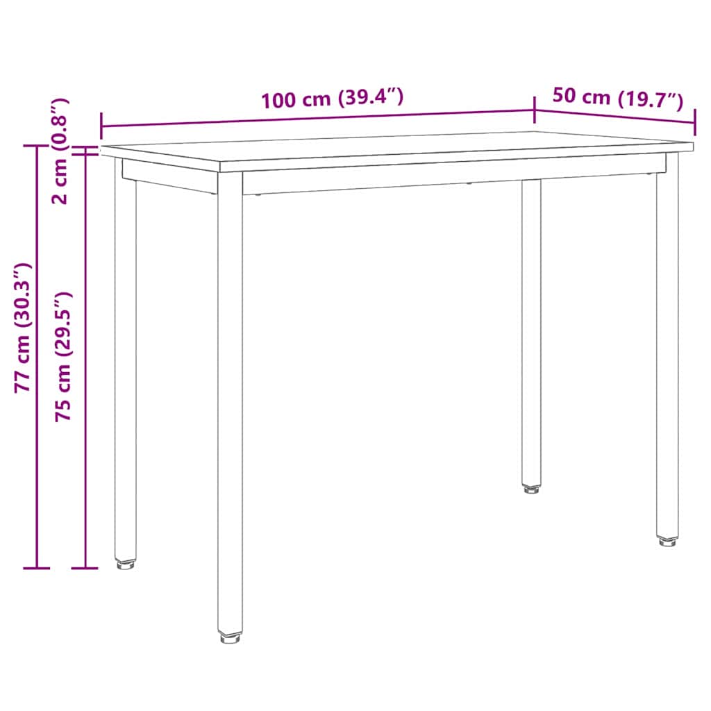 Table 100 X 50 X 77 Cm Engineered Wood And Steel