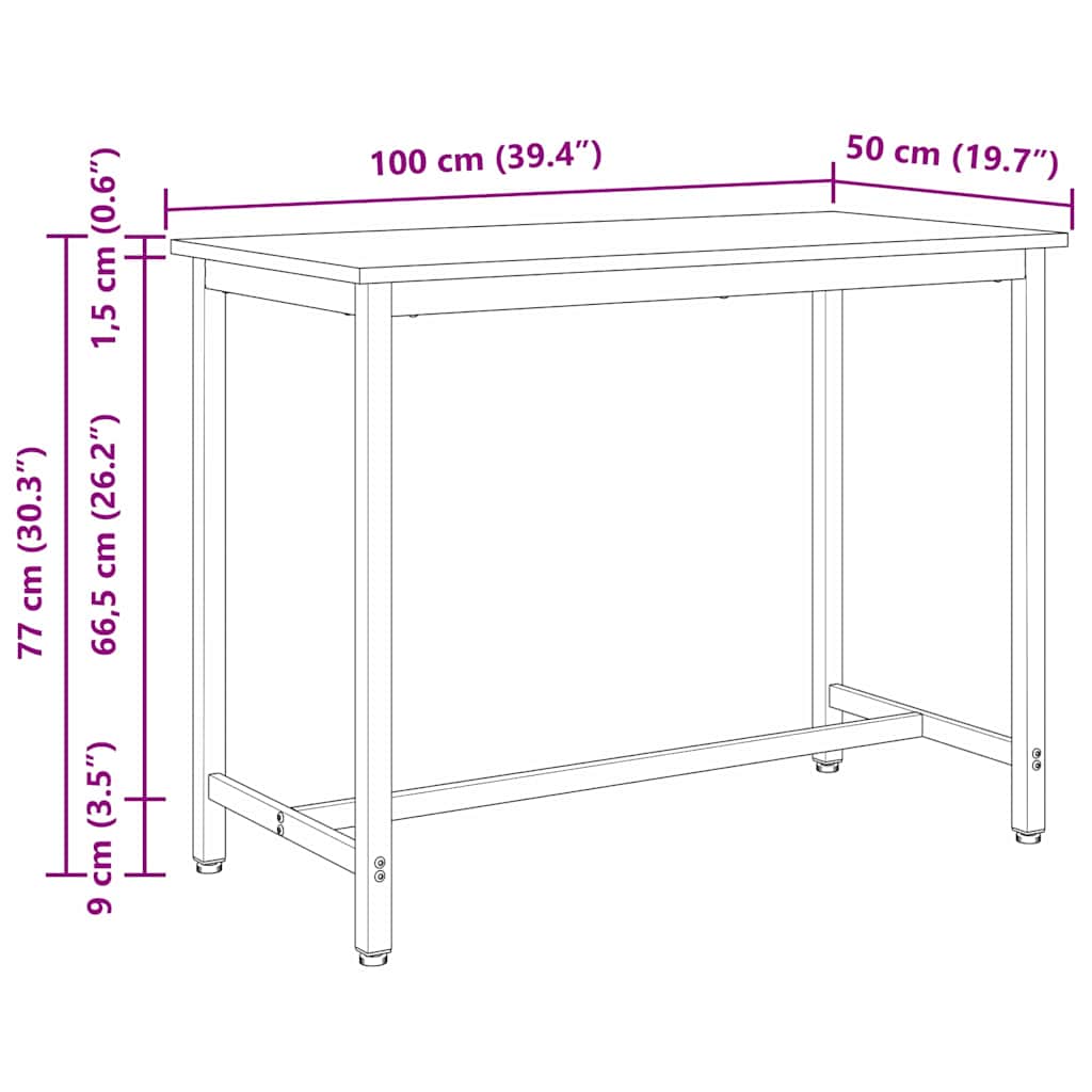 Table 100 X 50 X 77 Cm Engineered Wood And Steel