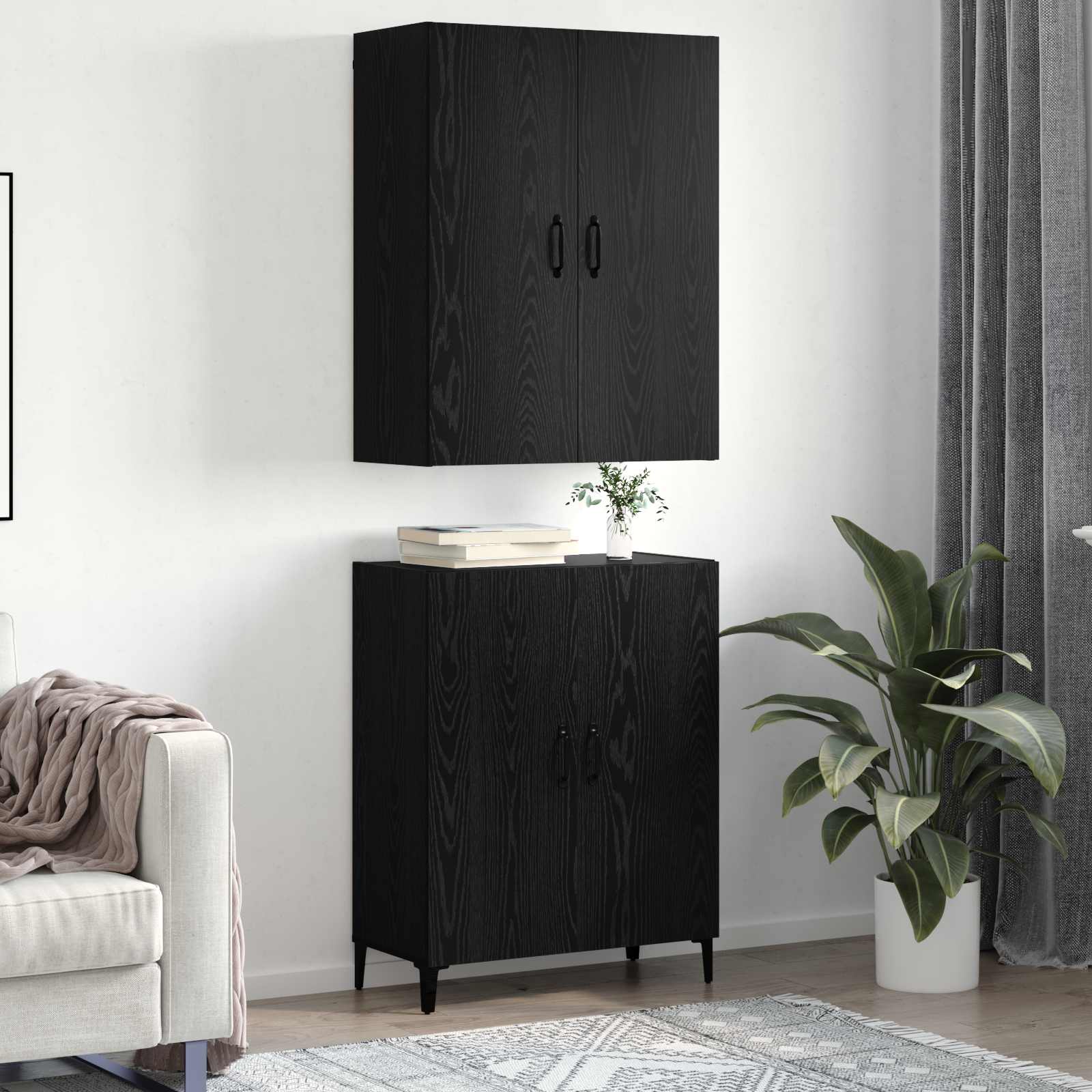Highboard 2 Pcs Engineered Wood