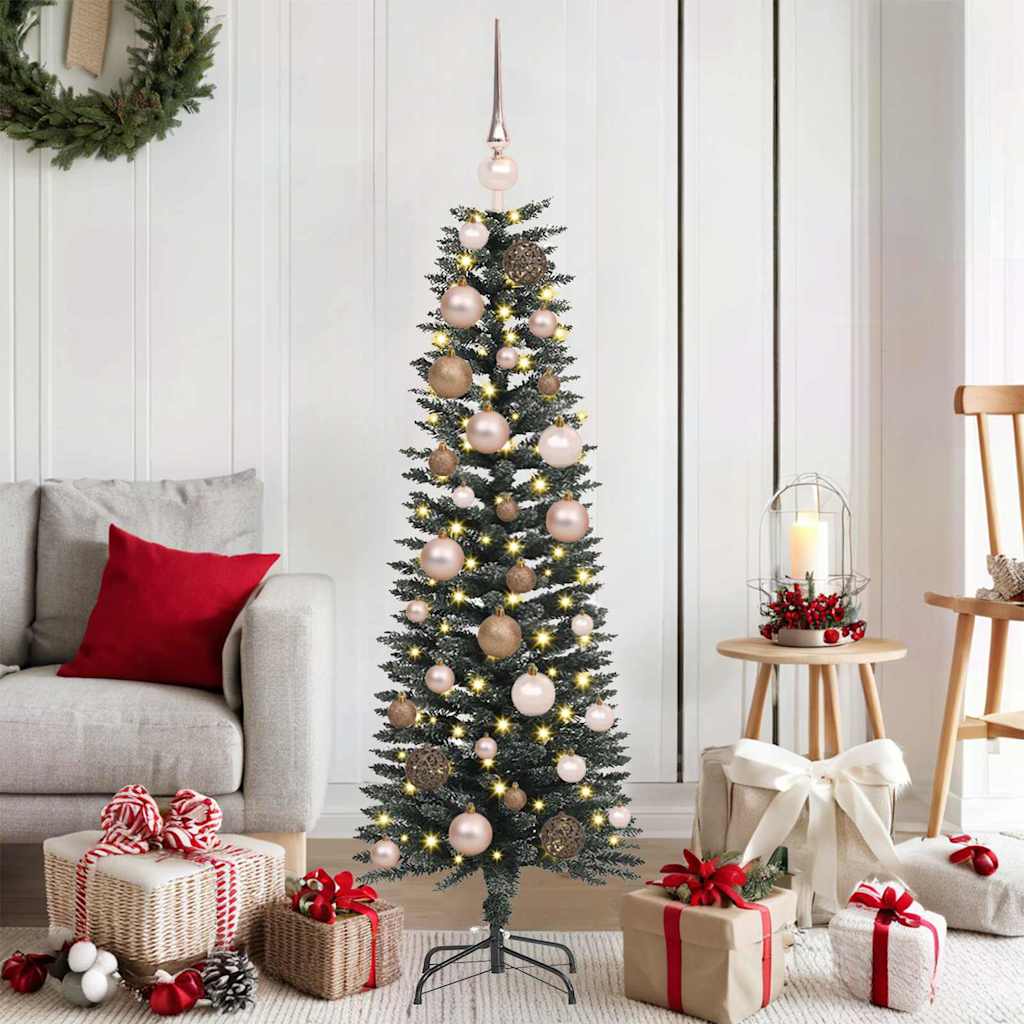 Artificial Slim Christmas Tree With Stand Green Pvc
