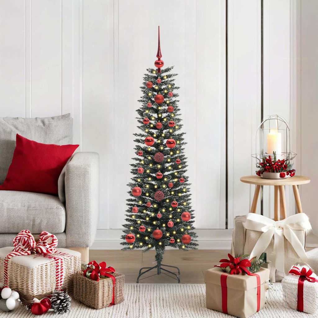 Artificial Slim Christmas Tree With Stand Green Pvc