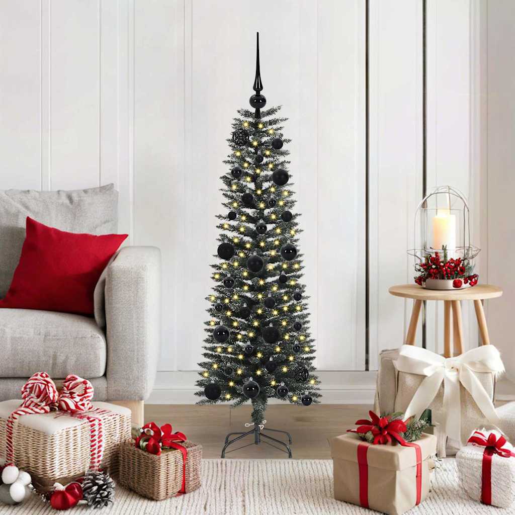 Artificial Slim Christmas Tree With Stand Green Pvc