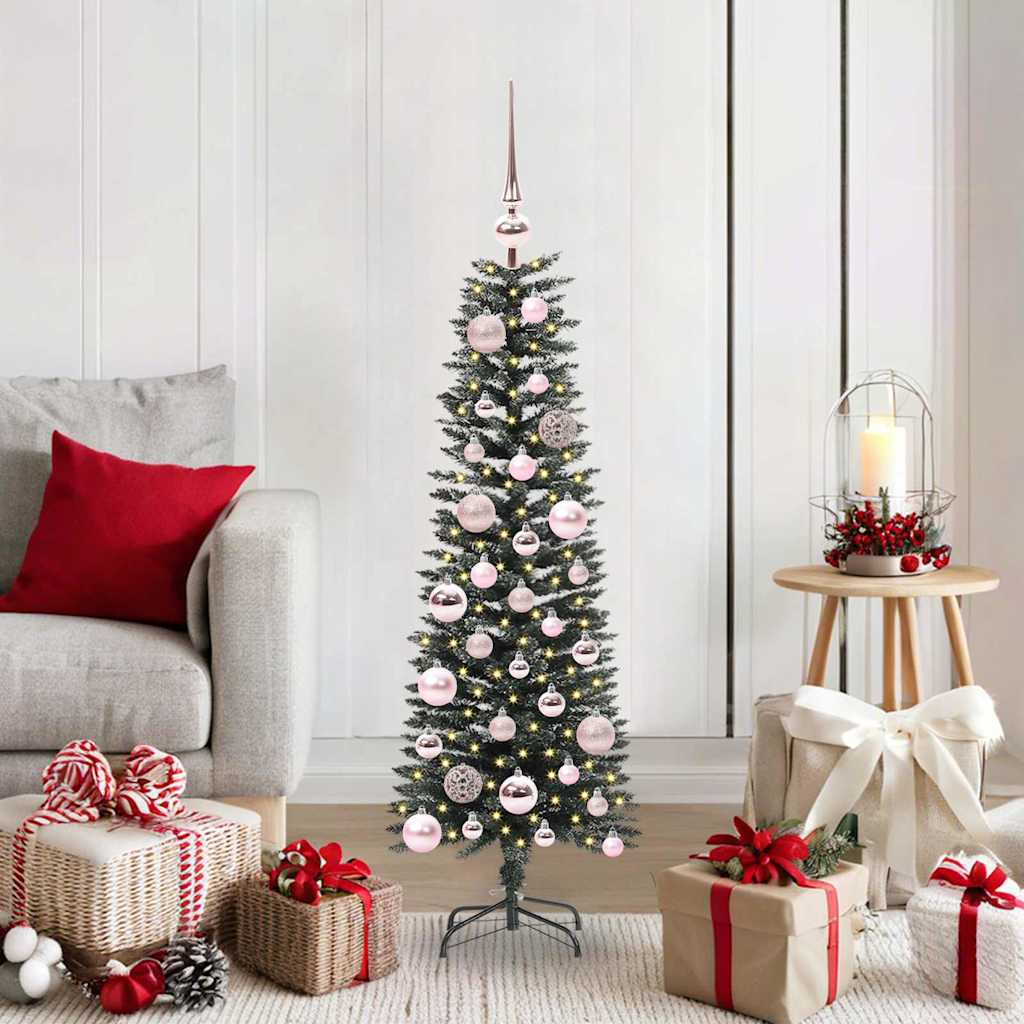 Artificial Slim Christmas Tree With Stand Green Pvc