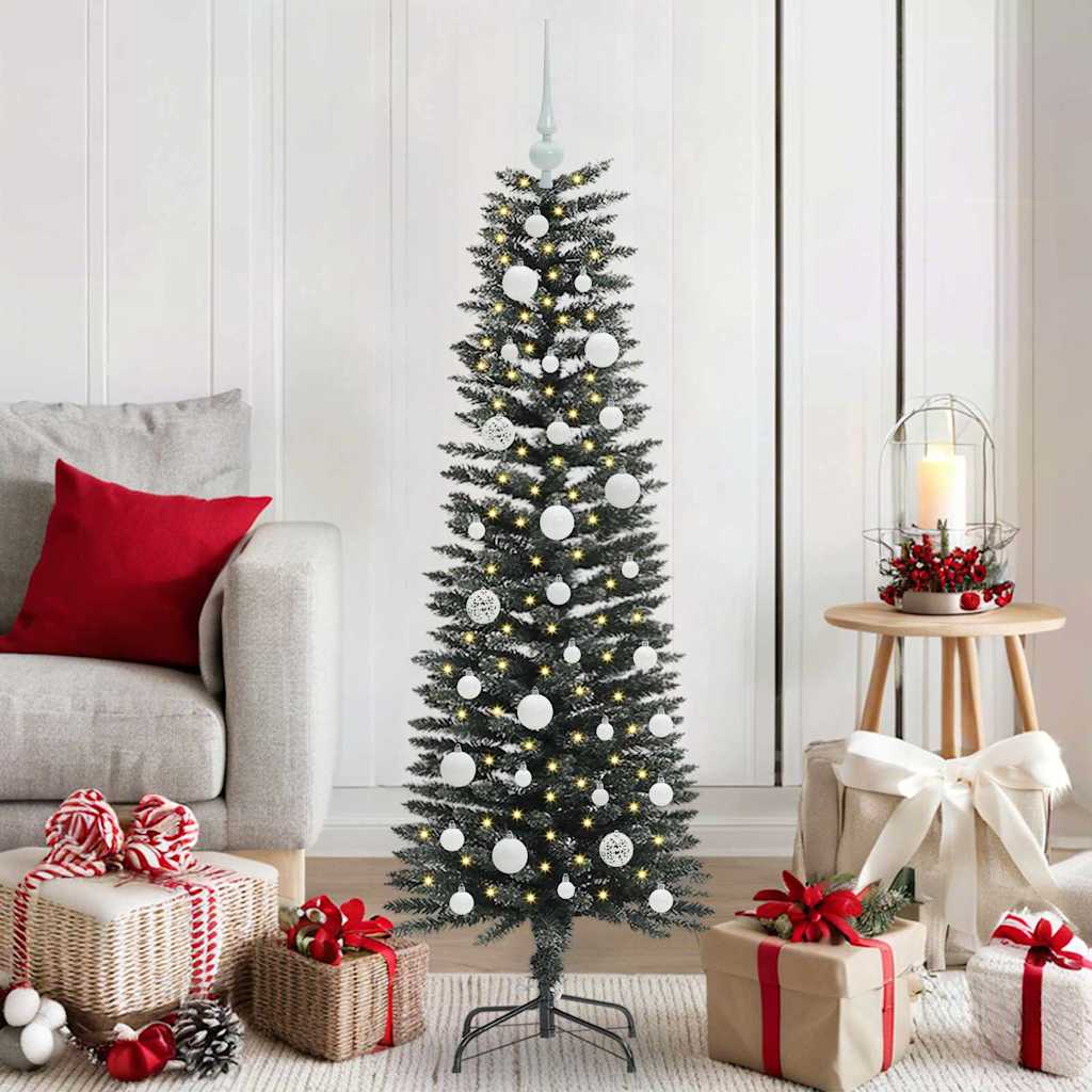 Artificial Slim Christmas Tree With Stand Green Pvc