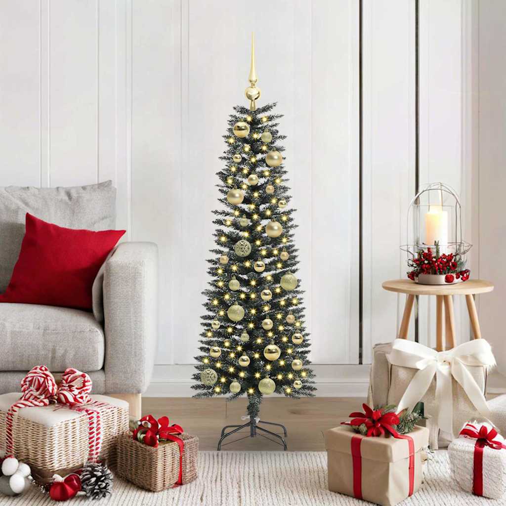Artificial Slim Christmas Tree With Stand Green Pvc