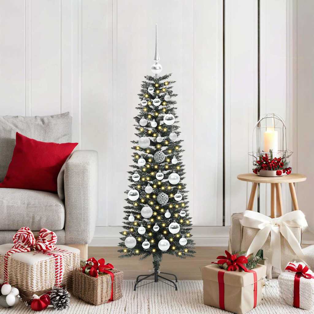 Artificial Slim Christmas Tree With Stand Green Pvc