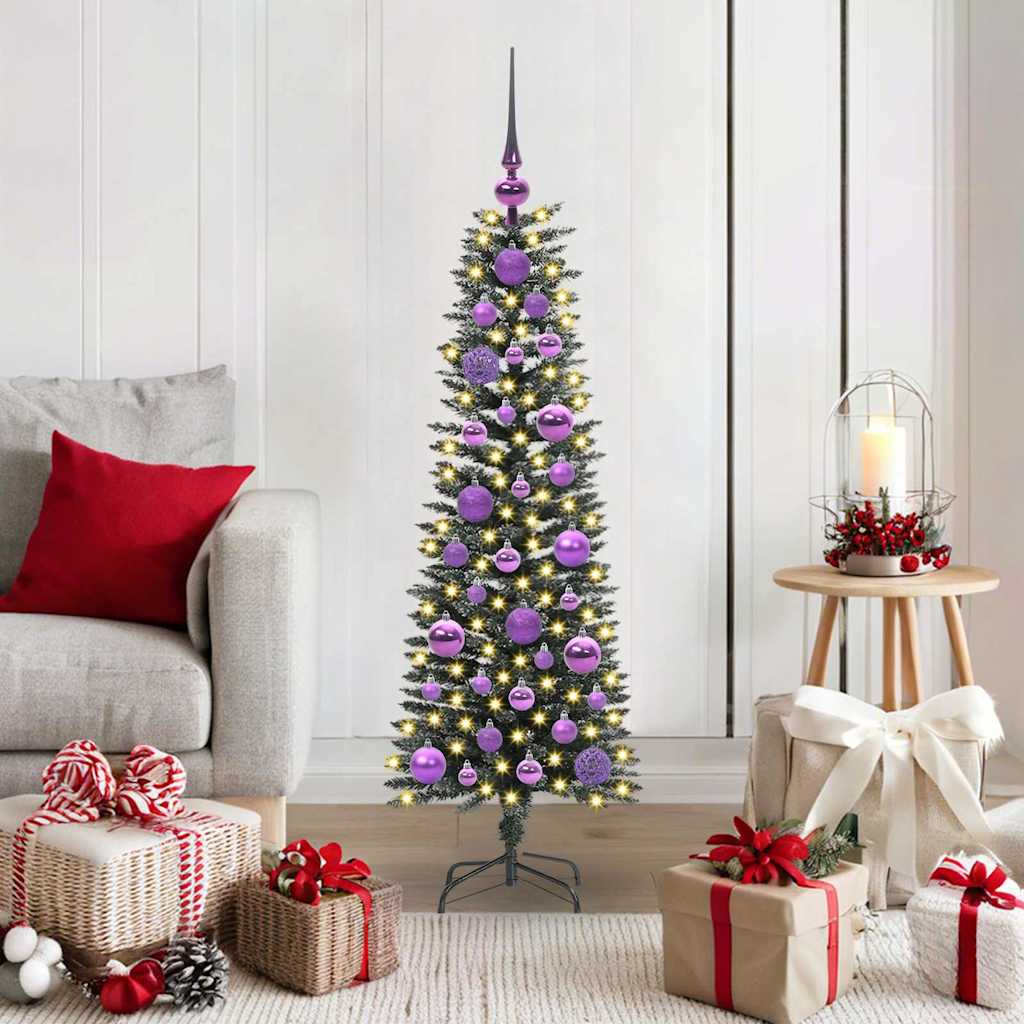 Artificial Slim Christmas Tree With Stand Green Pvc