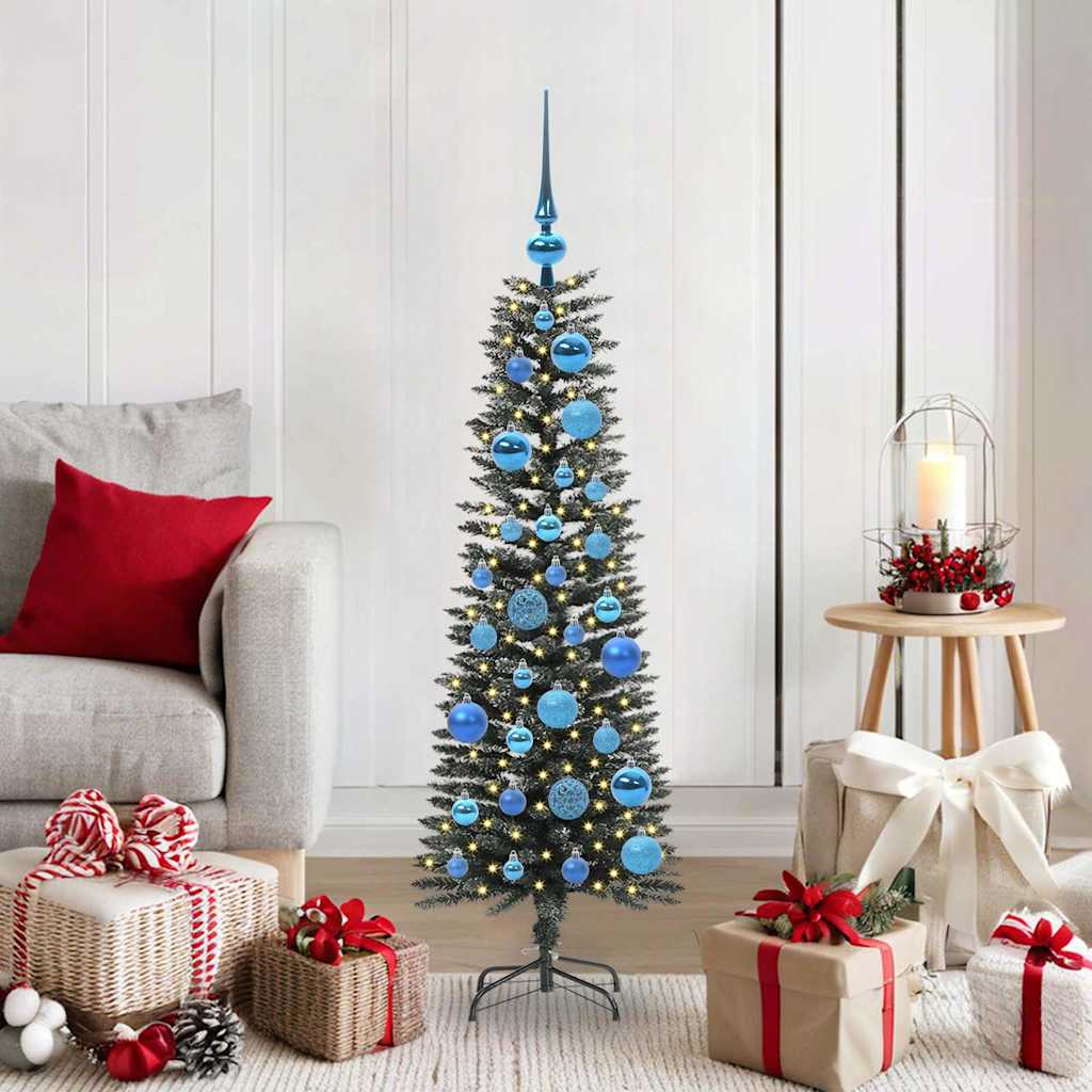 Artificial Slim Christmas Tree With Stand Green Pvc