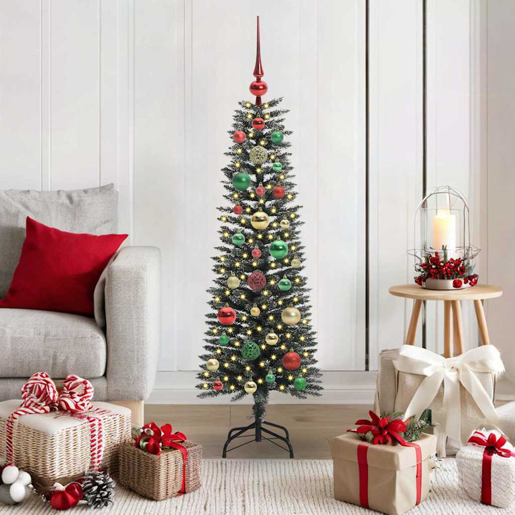 Artificial Slim Christmas Tree With Stand Green Pvc