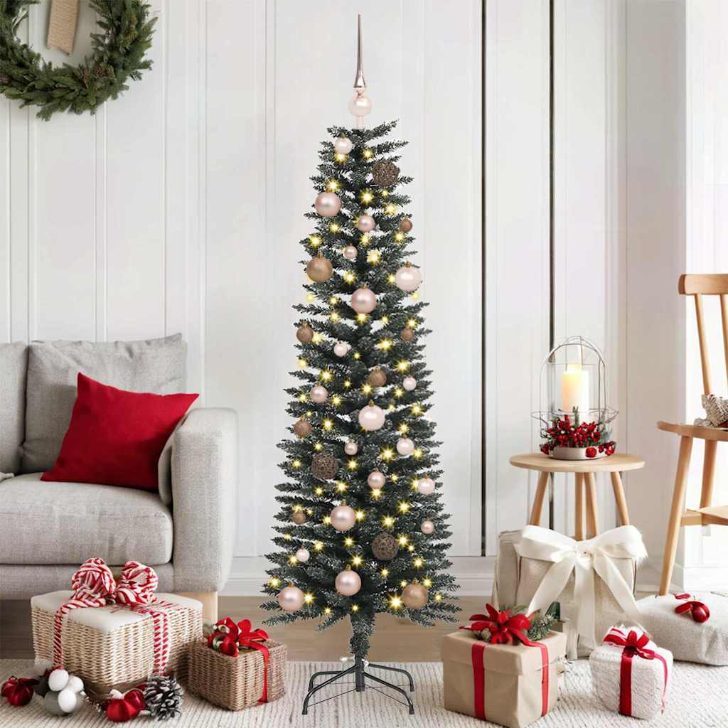 Artificial Slim Christmas Tree With Stand Green Pvc