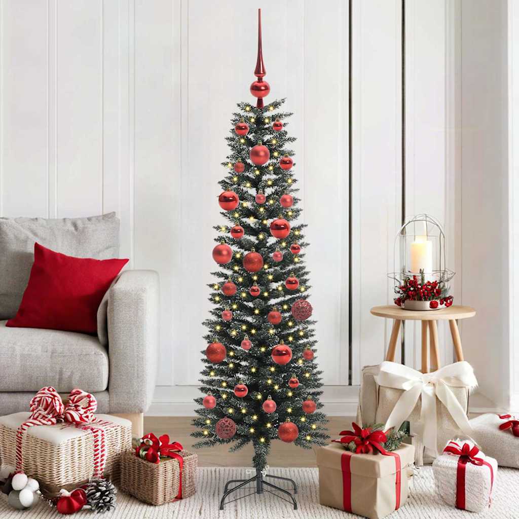 Artificial Slim Christmas Tree With Stand Green Pvc
