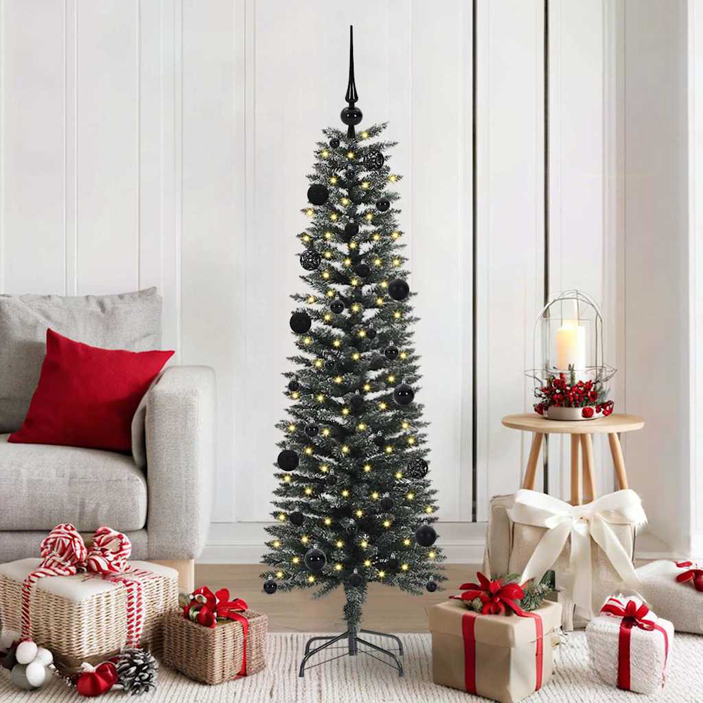 Artificial Slim Christmas Tree With Stand Green Pvc