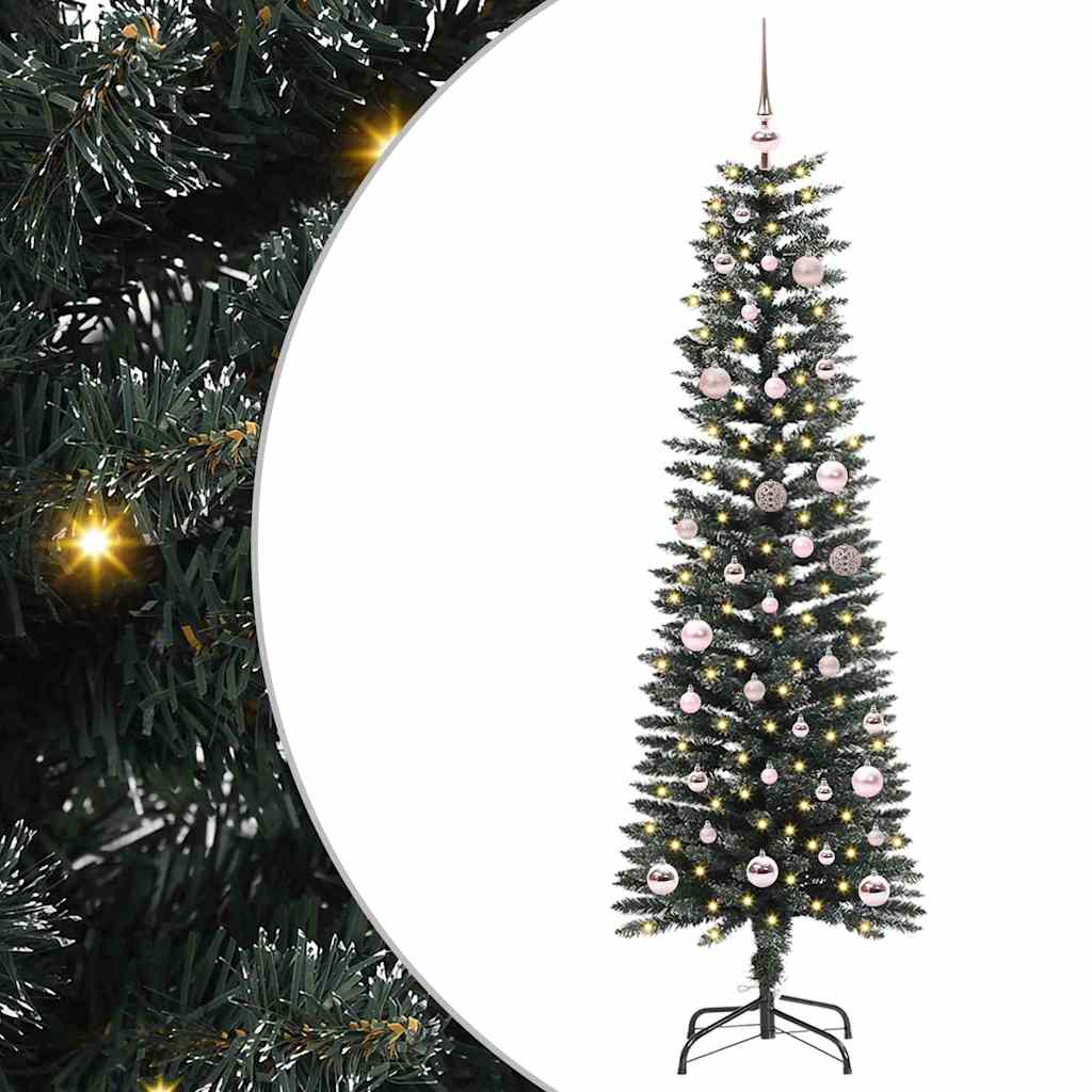 Artificial Slim Christmas Tree With Stand Green Pvc