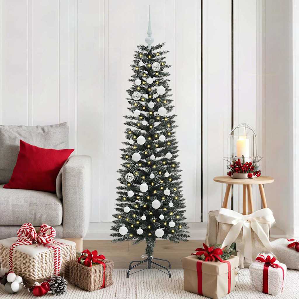 Artificial Slim Christmas Tree With Stand Green Pvc