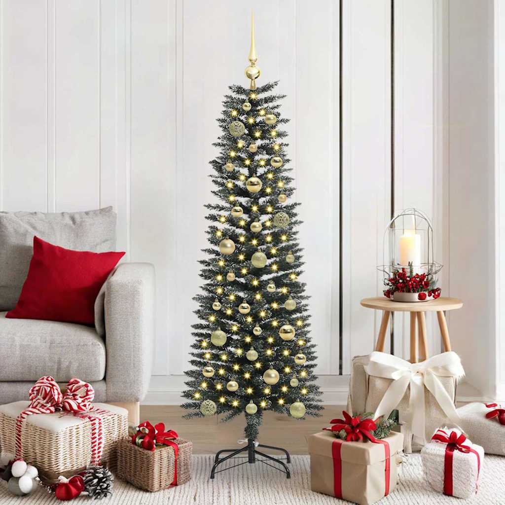 Artificial Slim Christmas Tree With Stand Green Pvc