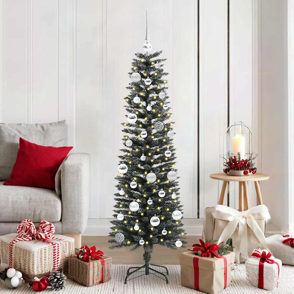 Artificial Slim Christmas Tree With Stand Green Pvc