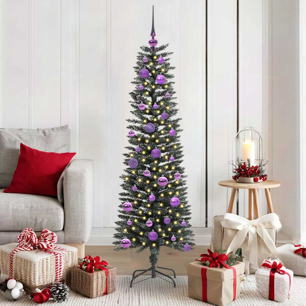 Artificial Slim Christmas Tree With Stand Green Pvc