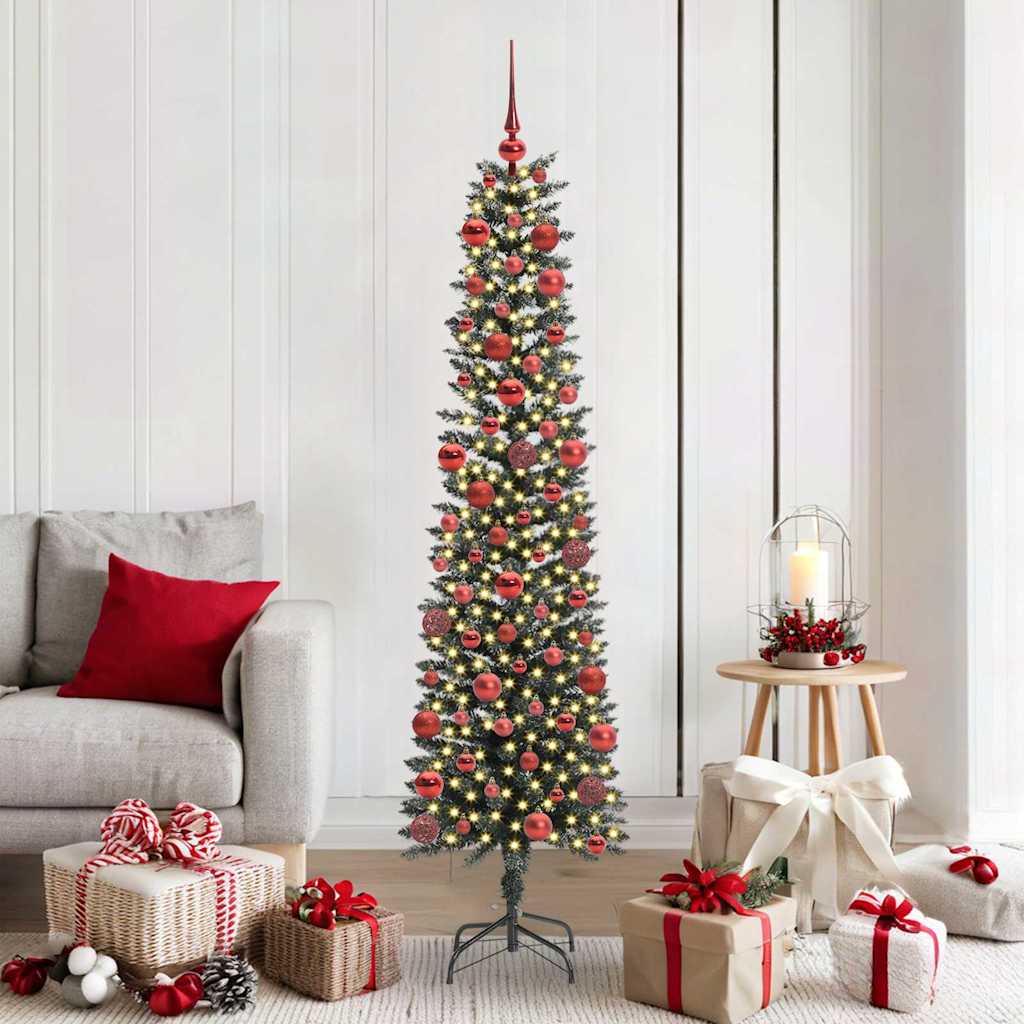 Artificial Slim Christmas Tree With Stand Green Pvc