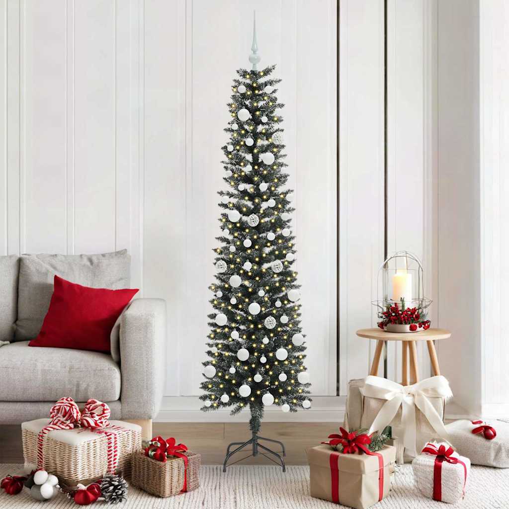 Artificial Slim Christmas Tree With Stand Green Pvc